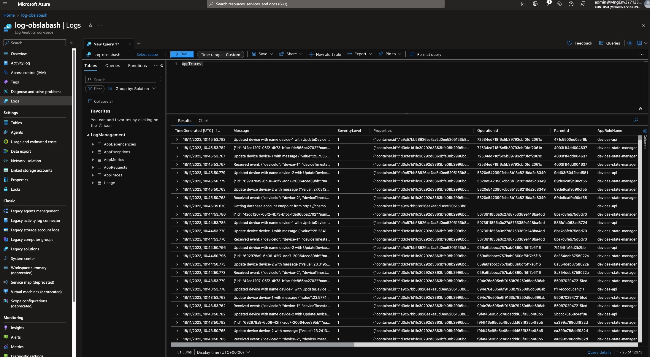 AppTraces logs